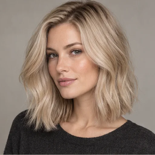 Cool beige blonde lob