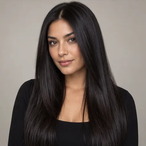 Deep black hair with a glossy finish