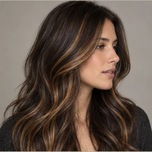 Caramel ribbons on brunette