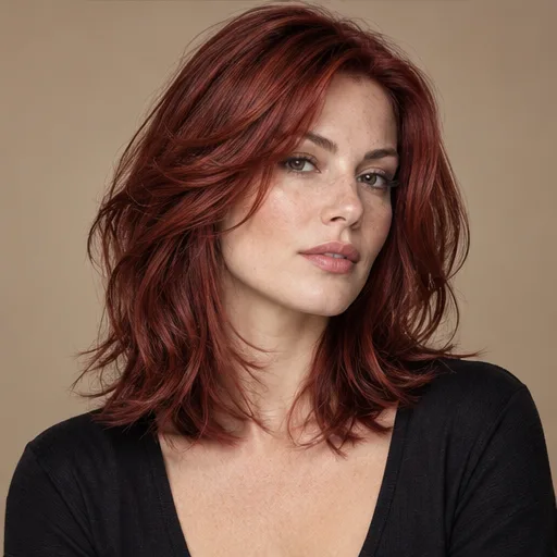 Cherry red layered hair
