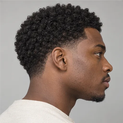 Coily top with a localized temple and nape taper