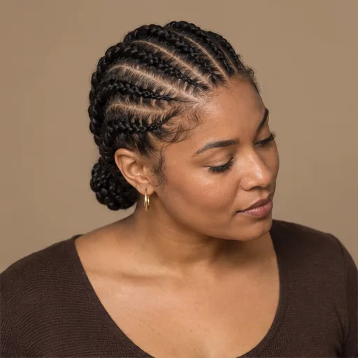 Neatly parted cornrows