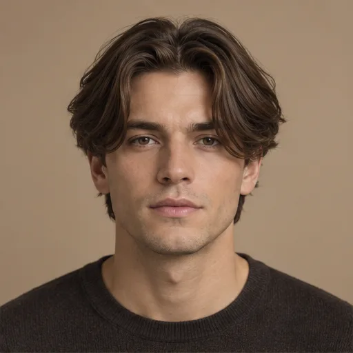 Medium-length men’s hair with a center part