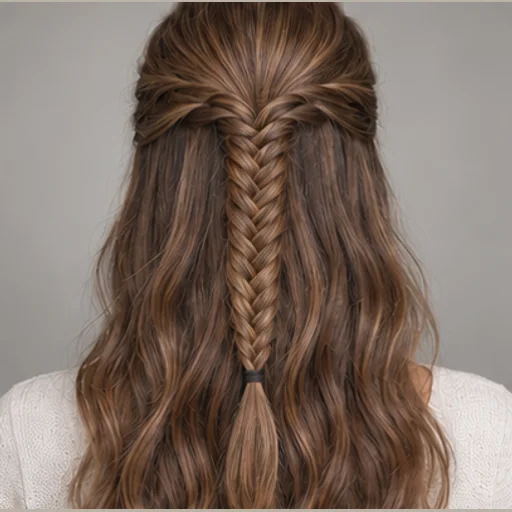 Half-up fishtail braid