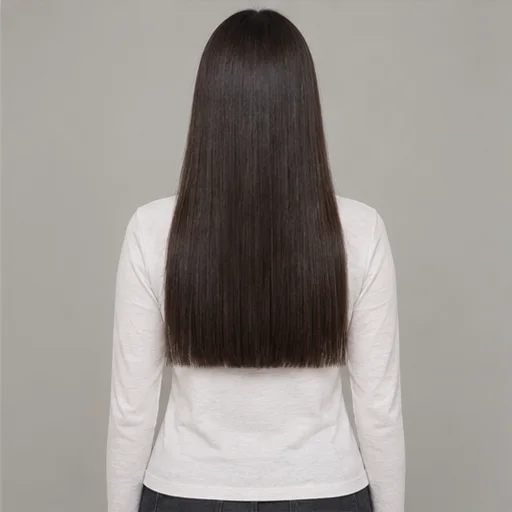 Long straight hair with a full horizontal rear edge