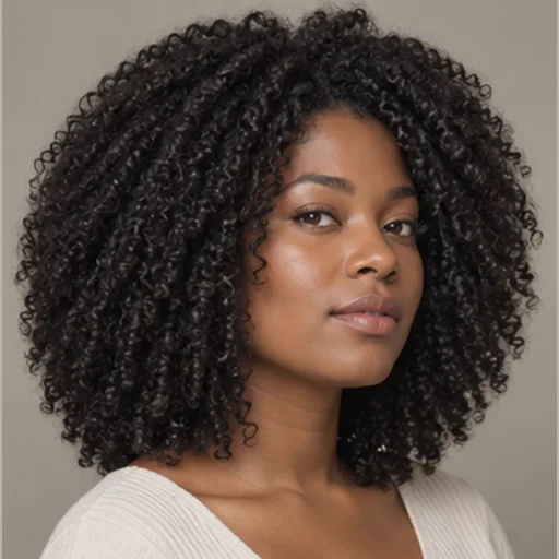 Shoulder-length dense coils in a rounded outline