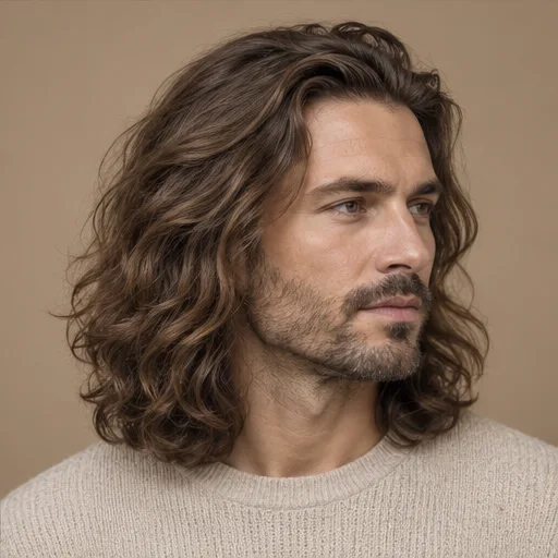 Long wavy men’s hair