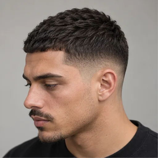 Low fade with a short textured top