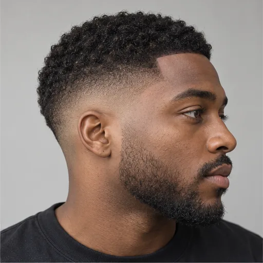 Mid fade with a short coily top