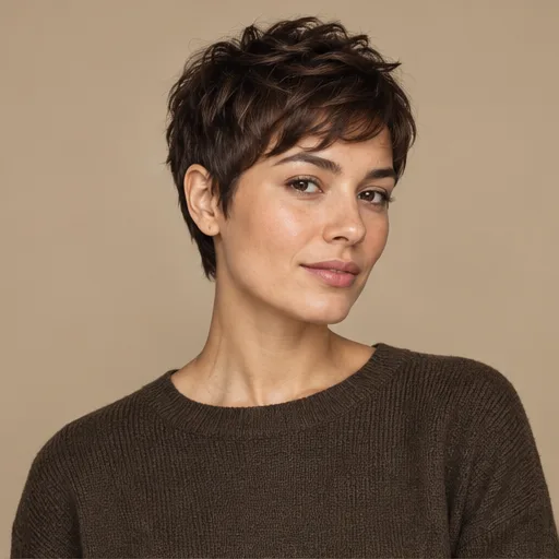Short brunette pixie with texture through the top