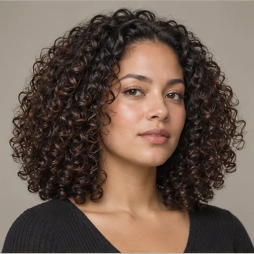Rounded shoulder-length curls with longer front pieces