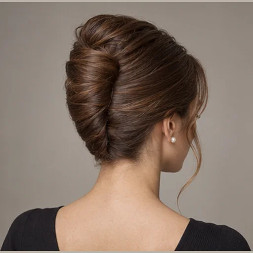 Smooth vertical French twist seen from the back