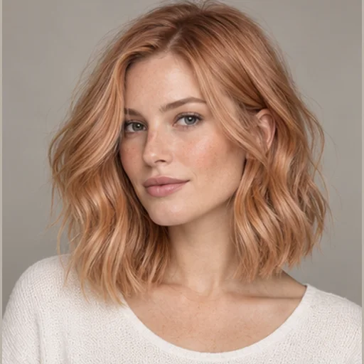 Strawberry blonde lob