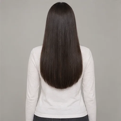 Long straight hair with a rounded U-shaped rear edge