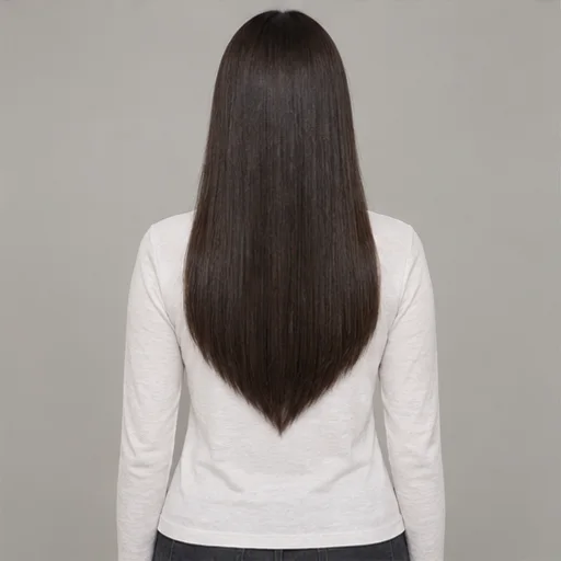 Long straight hair with a pointed V-shaped rear edge