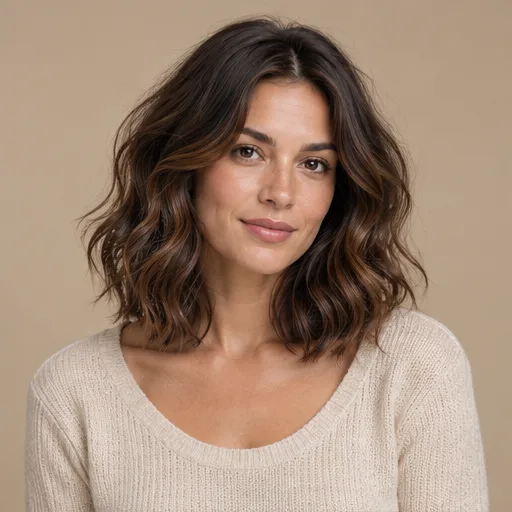 Shoulder-length brunette loose waves
